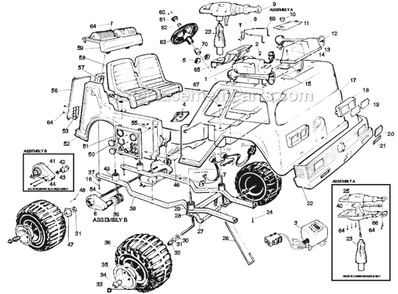 Page A Diagram and Parts List for 76246-9993  Power Wheels Ride-On Cars